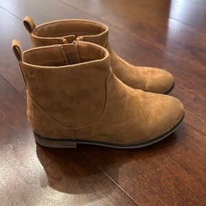 Kids Tan Suede Ankle Boots